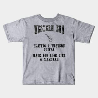 Western Era Slogan - Playing a Western Guitar Kids T-Shirt